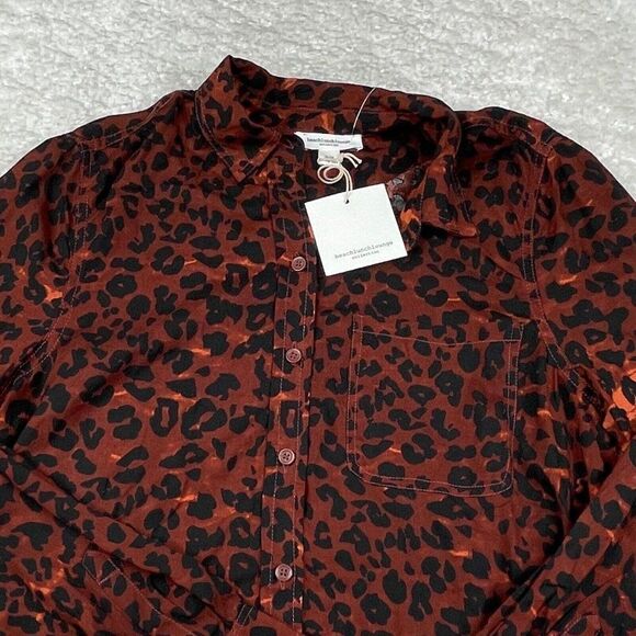 Beach Lunch Lounge Leopard Alanna Button Up Shirt NEW - Picture 7 of 9